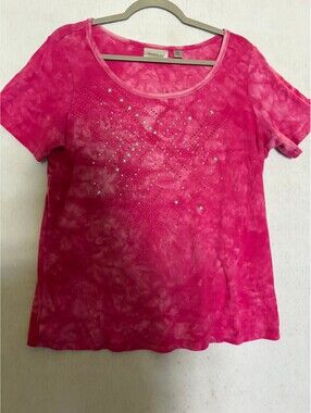 Catherine’s Pink Tie‑Dye Studded Short Sleeve Tee Size M (16)